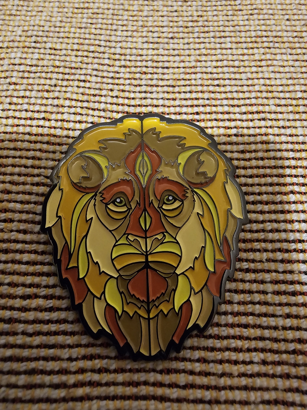 Little Critterz stylized African lion enamel pin badge